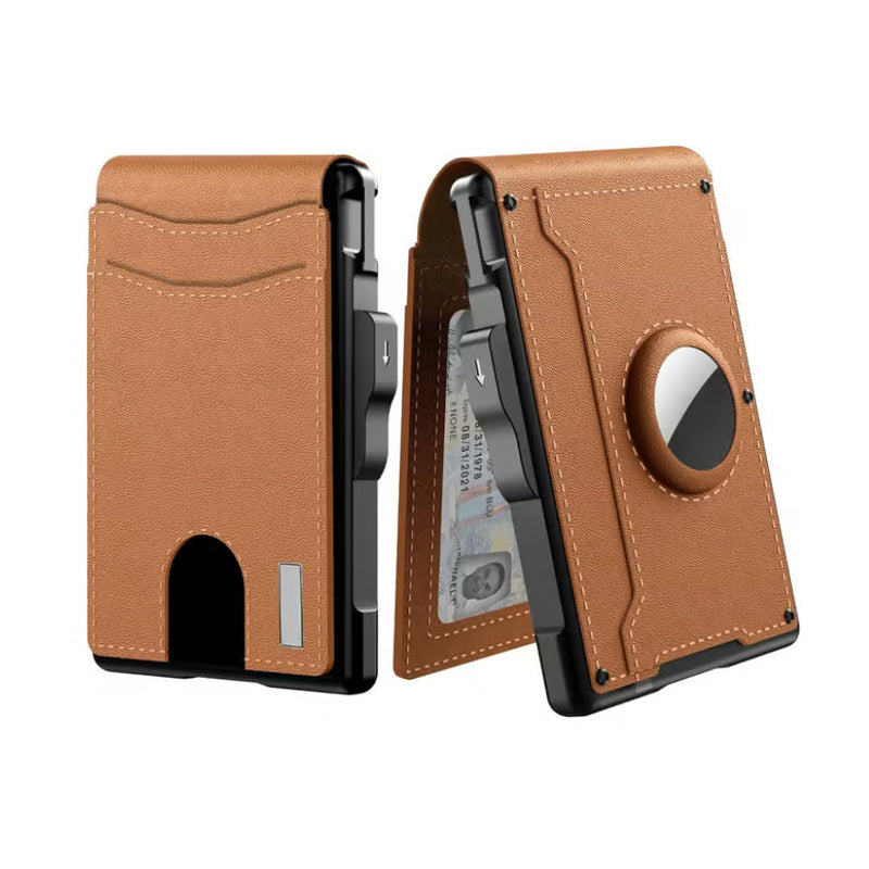 Herren Business-Stil PU-Leder Kartenfächer für AirTag