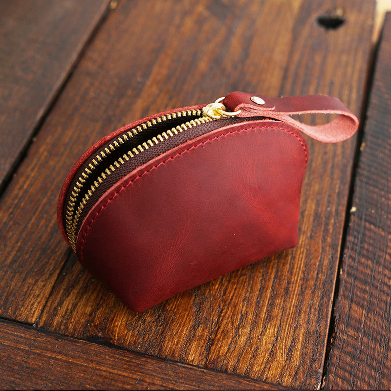 Kleine Münztasche aus Leder mit Reißverschluss