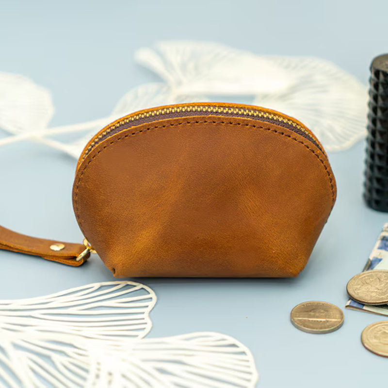 Kleine Münztasche aus Leder mit Reißverschluss