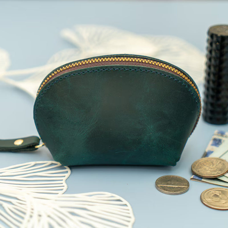 Kleine Münztasche aus Leder mit Reißverschluss