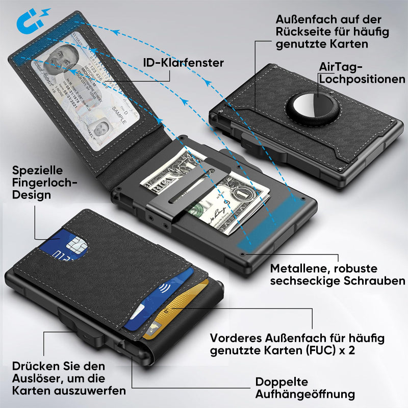 Herren Business-Stil PU-Leder Kartenfächer für AirTag