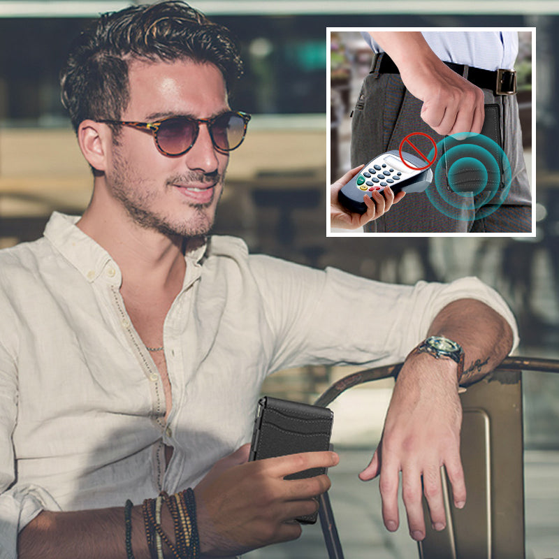 Herren Business-Stil PU-Leder Kartenfächer für AirTag