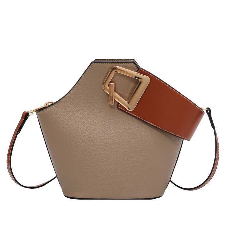 Schlichte kontrastfarbene Schulter-Eimertasche
