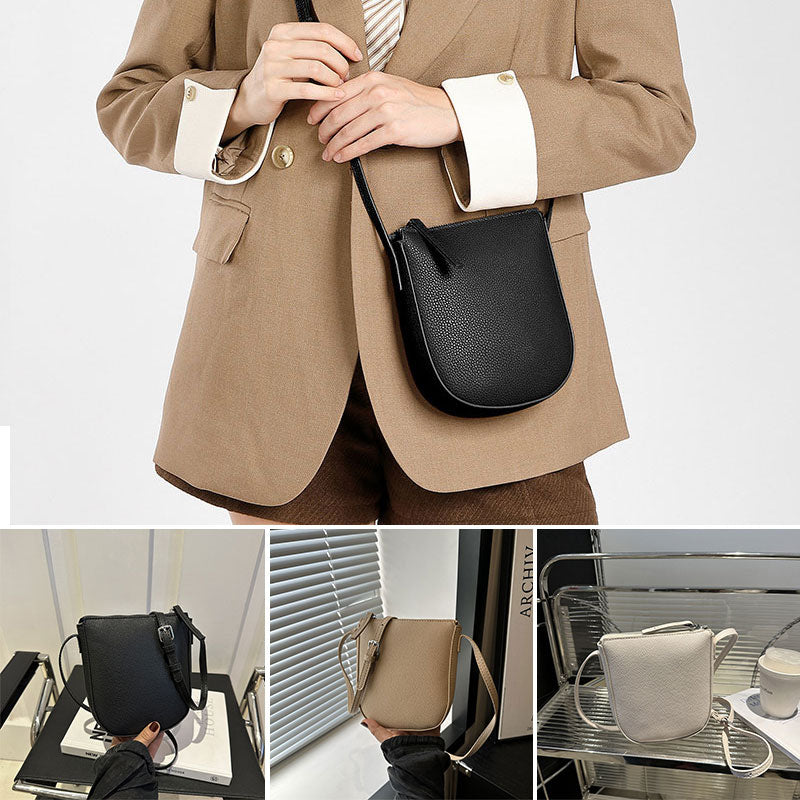 Schlichte, einfarbige Crossbody-Tasche aus Leder