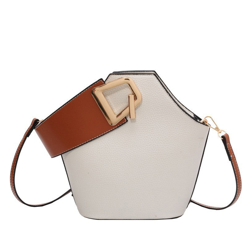 Schlichte kontrastfarbene Schulter-Eimertasche