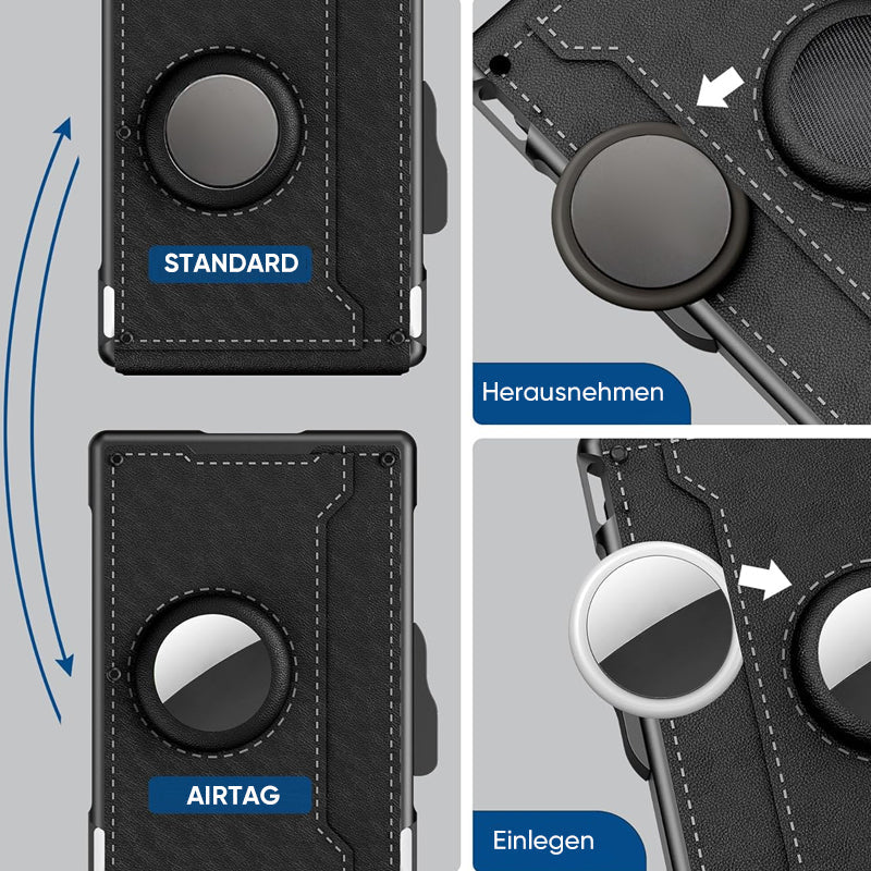 Herren Business-Stil PU-Leder Kartenfächer für AirTag