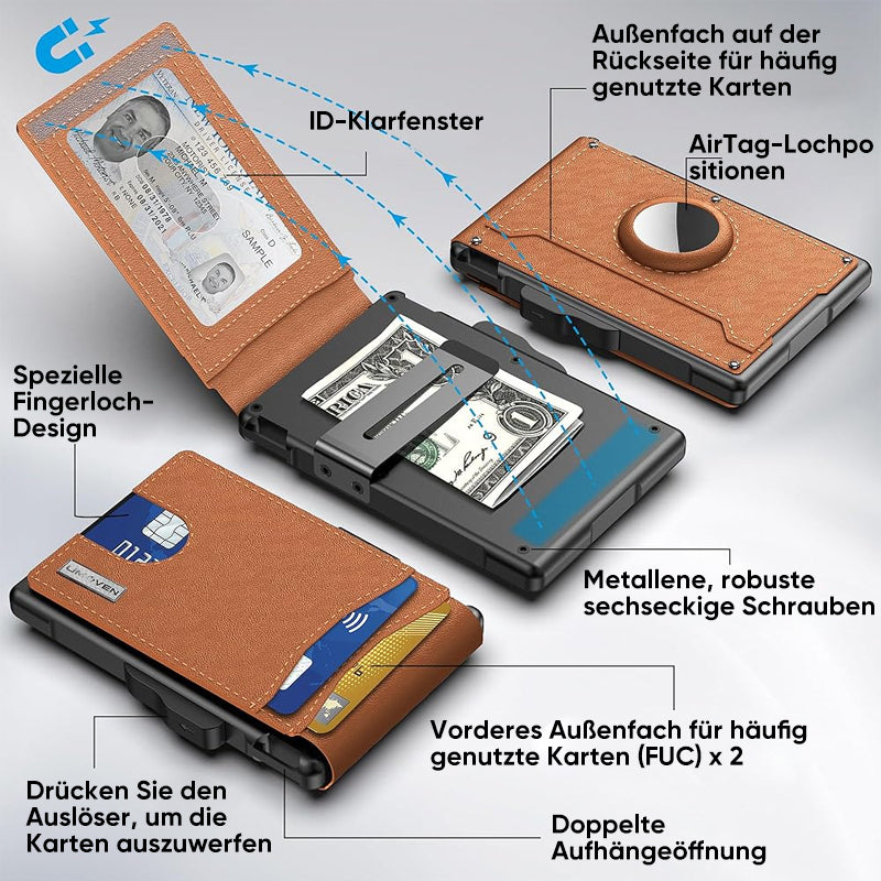 Herren Business-Stil PU-Leder Kartenfächer für AirTag