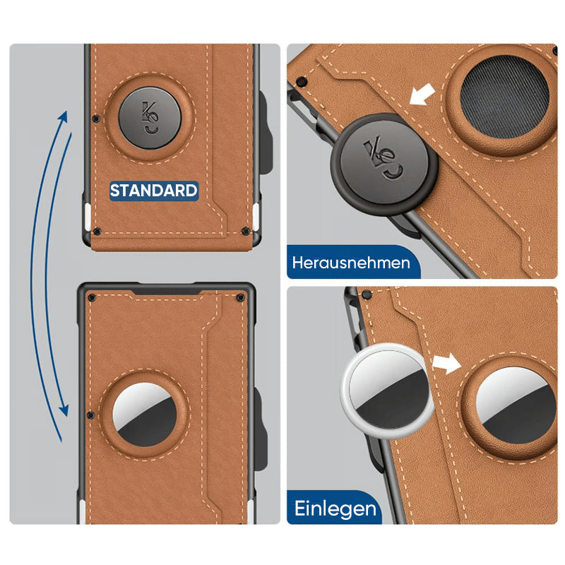 Herren Business-Stil PU-Leder Kartenfächer für AirTag