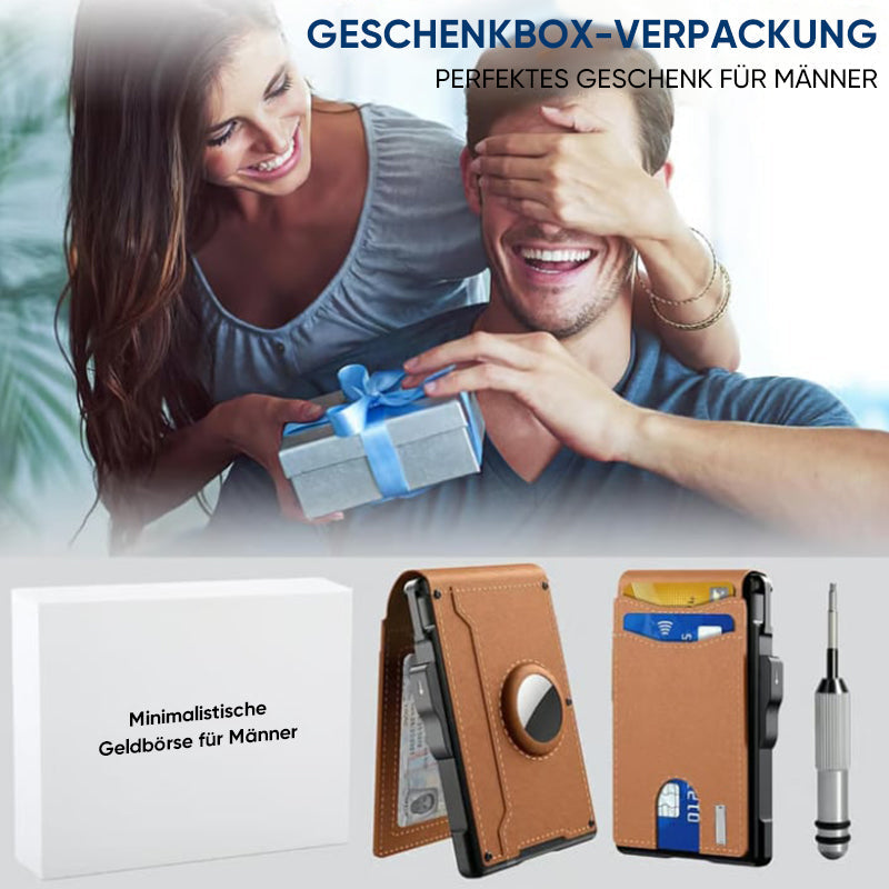 Herren Business-Stil PU-Leder Kartenfächer für AirTag