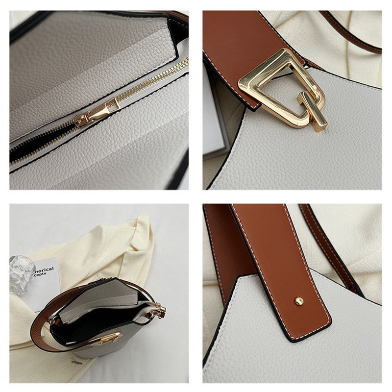 Schlichte kontrastfarbene Schulter-Eimertasche
