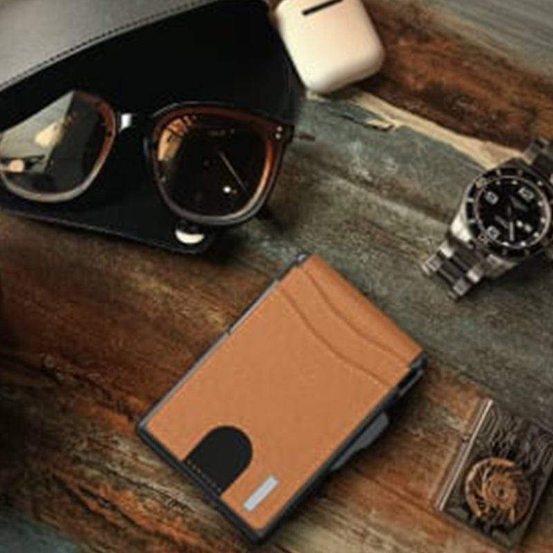Herren Business-Stil PU-Leder Kartenfächer für AirTag