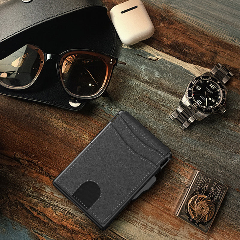 Herren Business-Stil PU-Leder Kartenfächer für AirTag