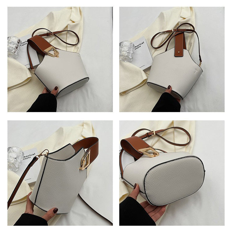 Schlichte kontrastfarbene Schulter-Eimertasche