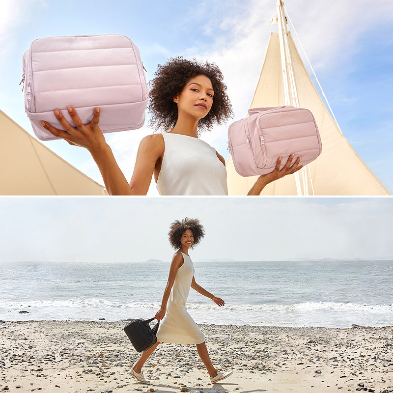 Große, weit zu öffnende Reise-Make-up-Tasche