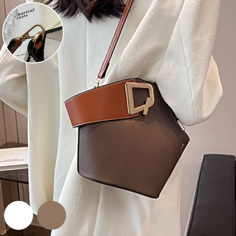 Schlichte kontrastfarbene Schulter-Eimertasche