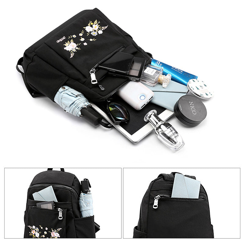 Lässiger modischer bestickter Nylonrucksack für Damen