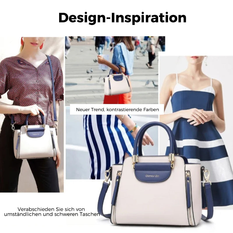Modische Kontrast-Handtasche Aus PU-Leder