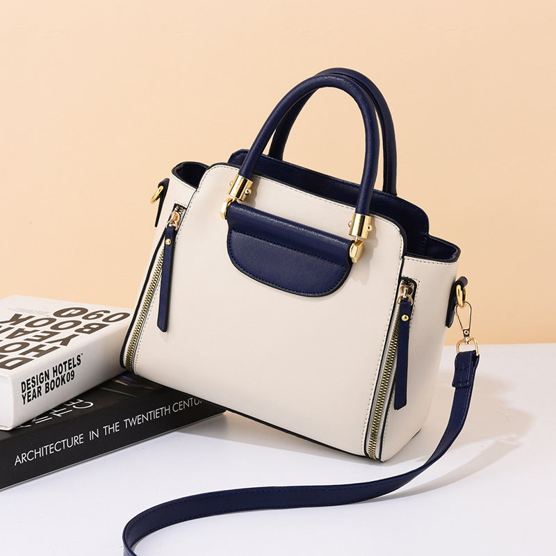 Modische Kontrast-Handtasche Aus PU-Leder