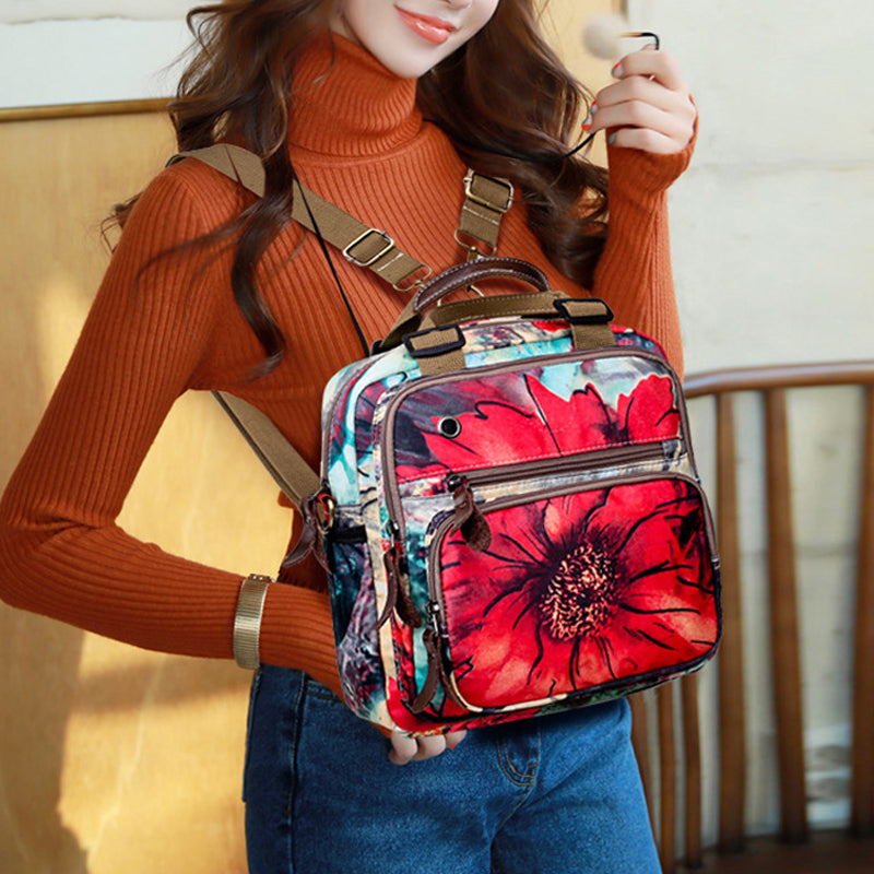 Multifunktionaler wasserdichter Rucksack mit Blumendruck