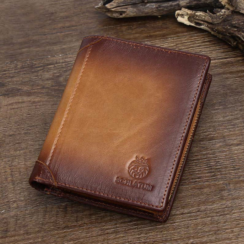 Bifold-Geldbörse aus Leder für Herren mit Anti-Diebstahl-RFID-Blockierung
