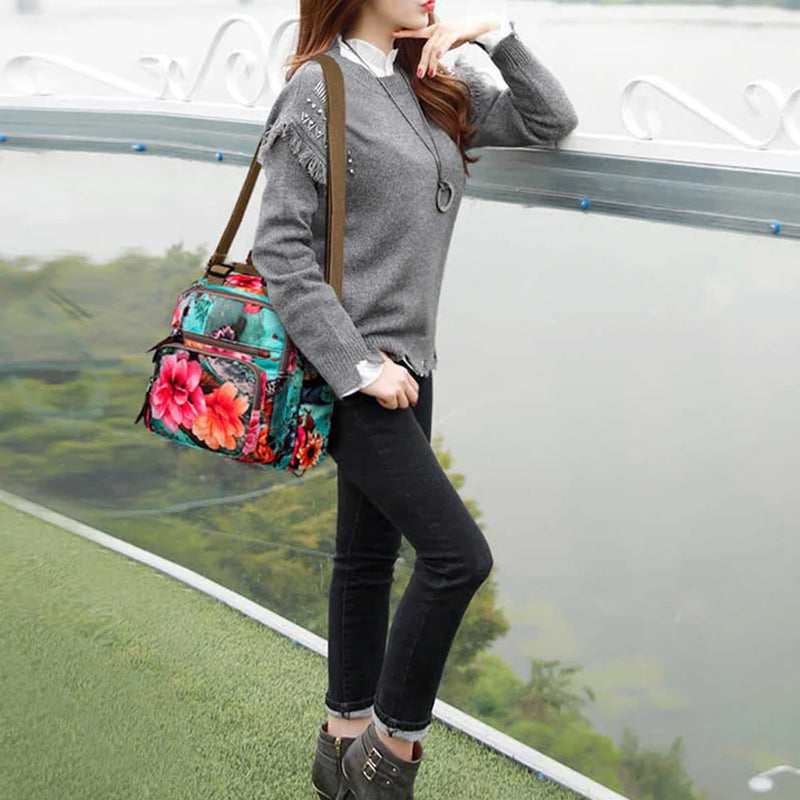 Multifunktionaler wasserdichter Rucksack mit Blumendruck