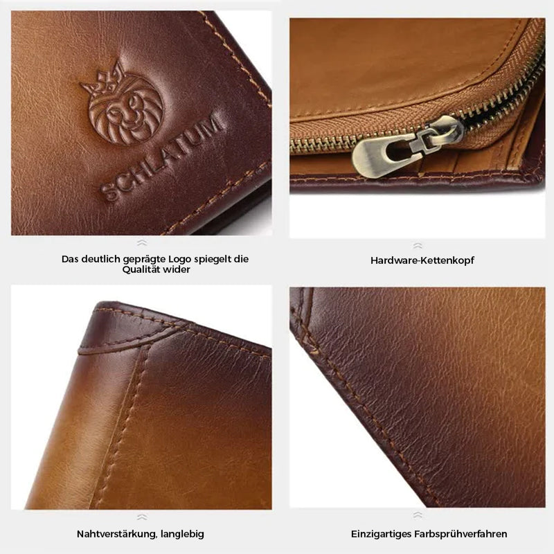 Bifold-Geldbörse aus Leder für Herren mit Anti-Diebstahl-RFID-Blockierung