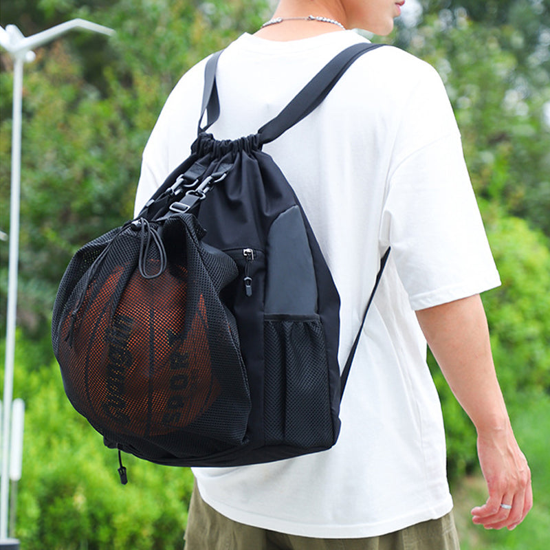 Einfarbiger Sportrucksack mit Kordelzug aus Nylon
