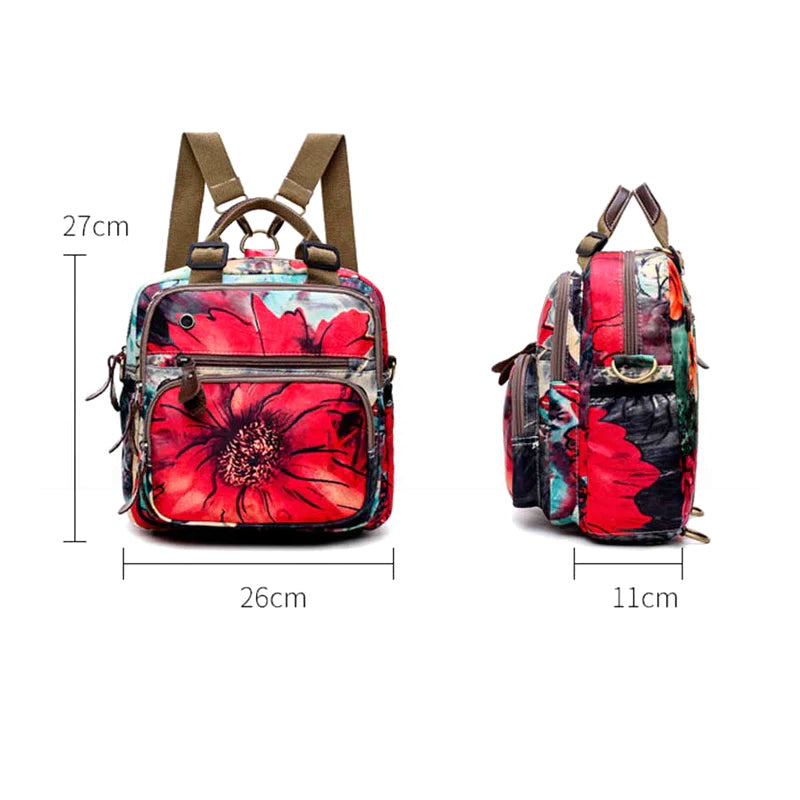 Multifunktionaler wasserdichter Rucksack mit Blumendruck