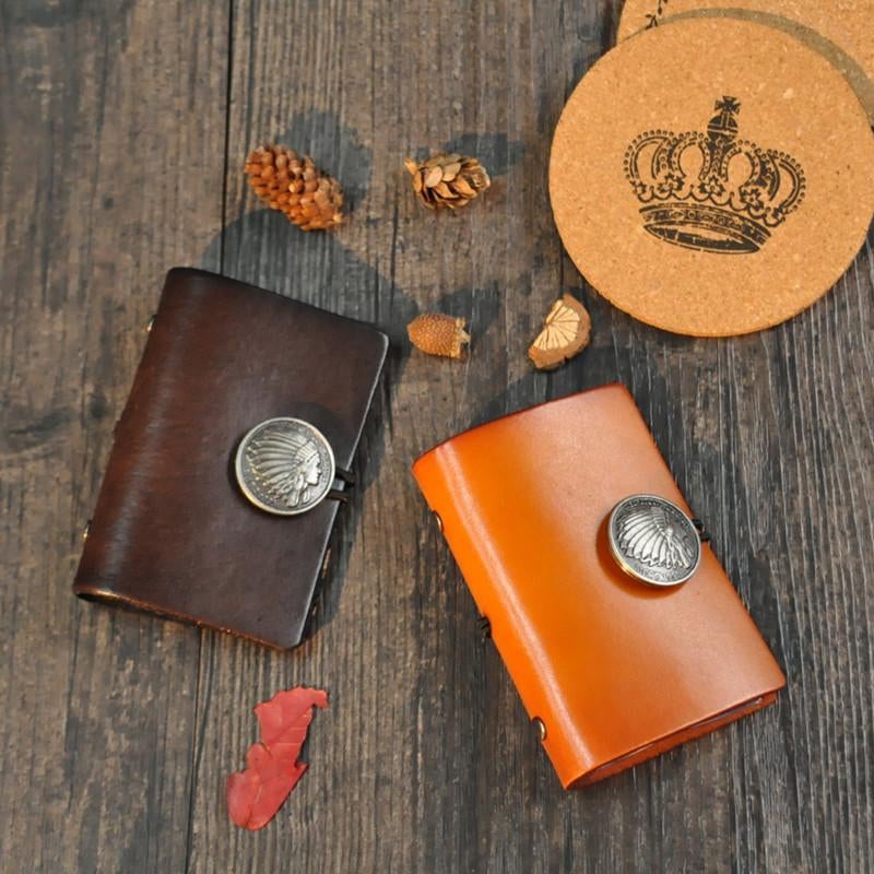 Neue kreative handgefertigte Kartentasche aus Leder mit Indianerkopf