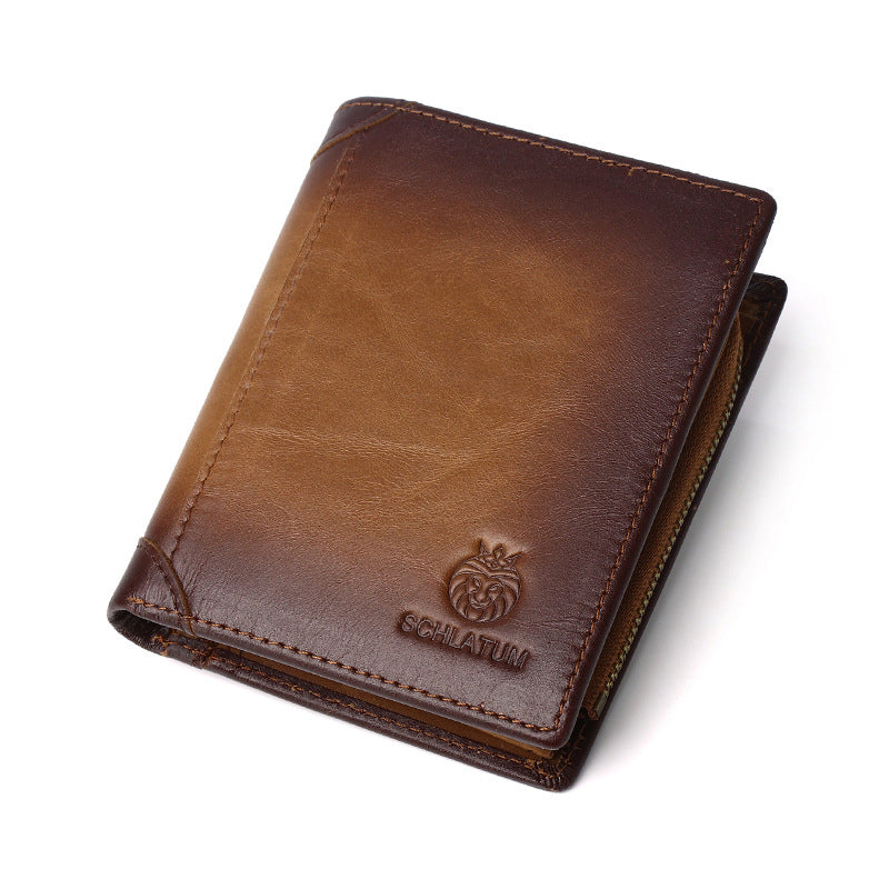 Bifold-Geldbörse aus Leder für Herren mit Anti-Diebstahl-RFID-Blockierung