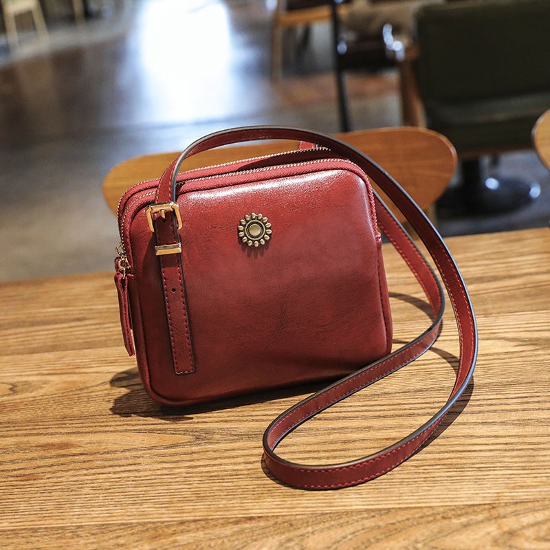 2022 Sommer neue kleine quadratische Tasche aus Ölleder