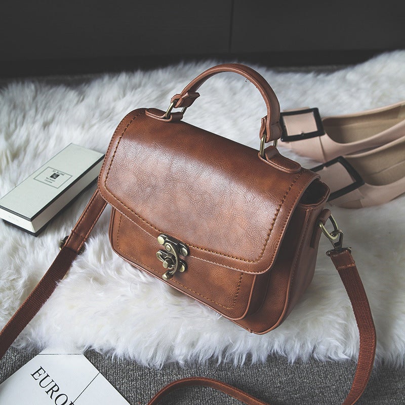 Damen Vintage Einzigartige Ledertasche mit Schnalle