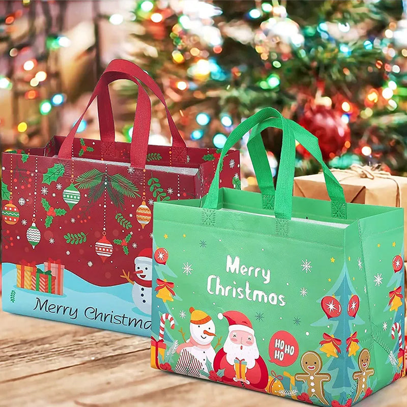 🎁Weihnachtsgeschenktüten Weihnachts Tragetaschen mit Griffen(Mehre Kaufe bekommt man ungleiche Farben)