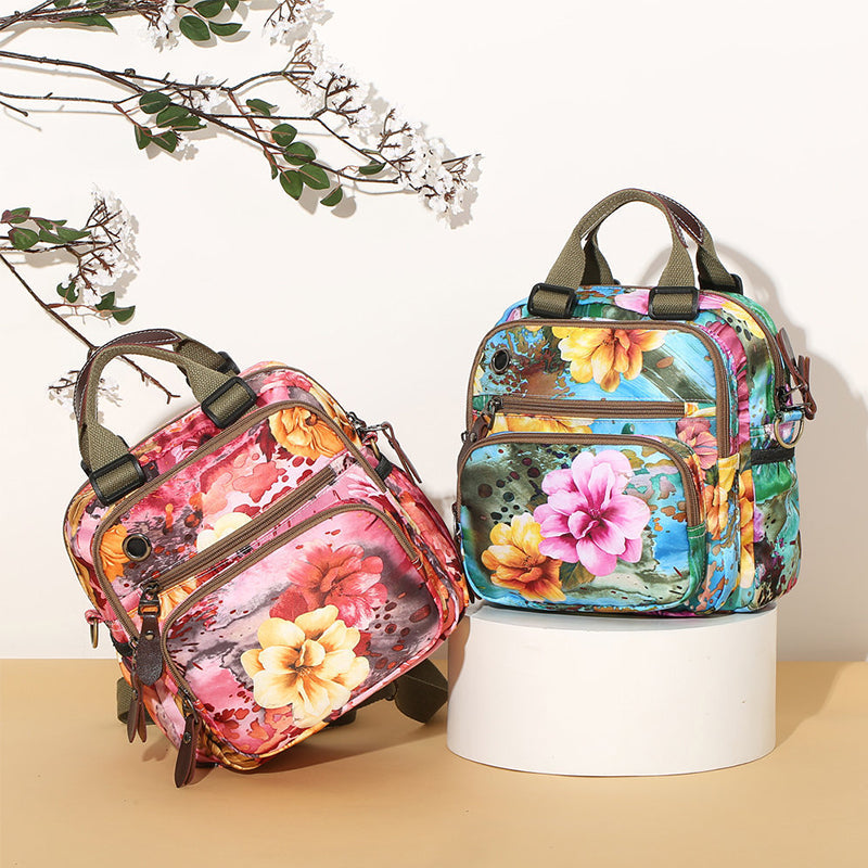 Multifunktionaler wasserdichter Rucksack mit Blumendruck
