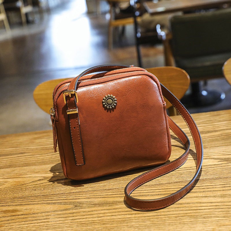 2022 Sommer neue kleine quadratische Tasche aus Ölleder
