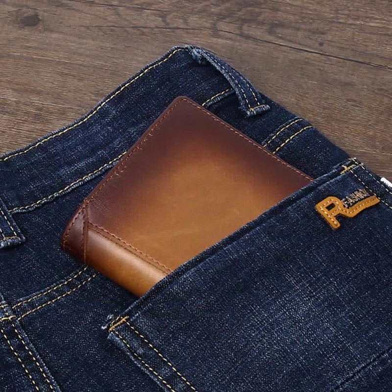 Bifold-Geldbörse aus Leder für Herren mit Anti-Diebstahl-RFID-Blockierung