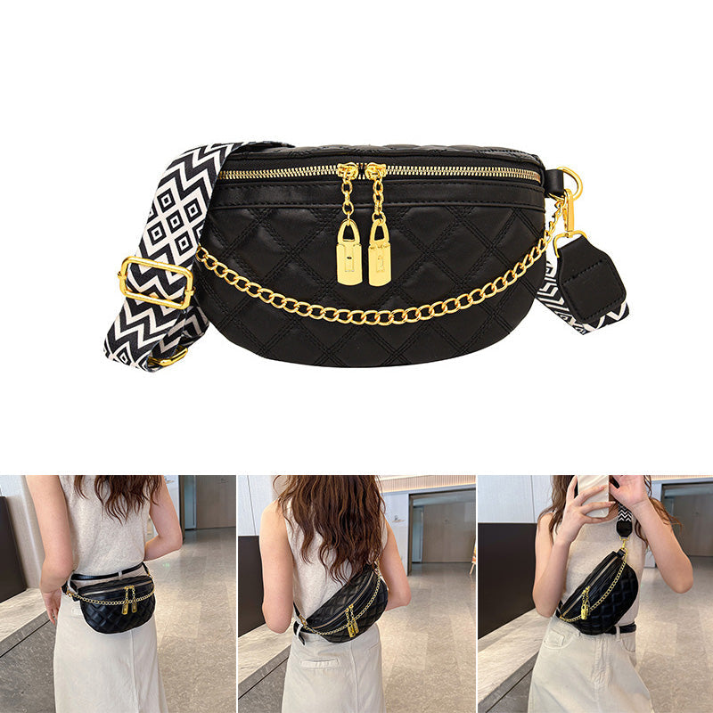 Vielseitige Brusttasche mit Karomuster
