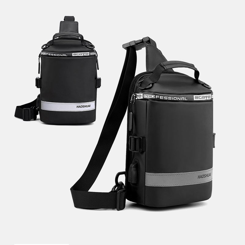 Diebstahlsichere Herren-Brusttasche mit USB-Ladefunktion