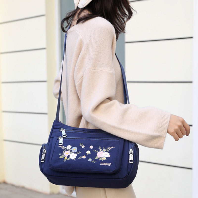Damen modische bestickte Umhängetasche mit Blumenmuster