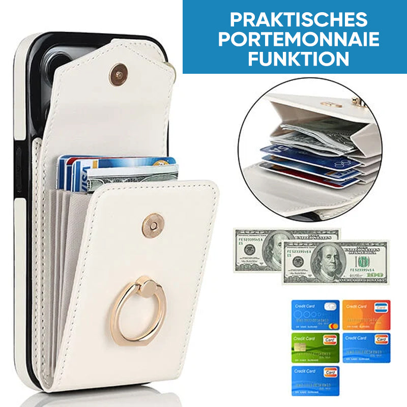 IPhone-Leder-Brieftaschenhülle mit Schlaufe und Umhängeband