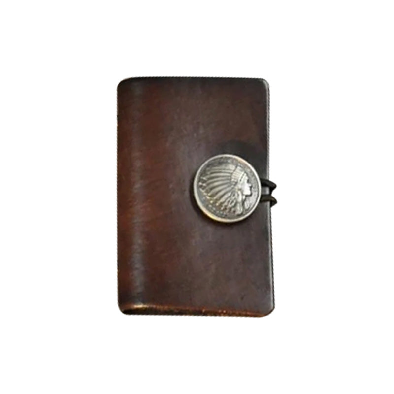 Neue kreative handgefertigte Kartentasche aus Leder mit Indianerkopf