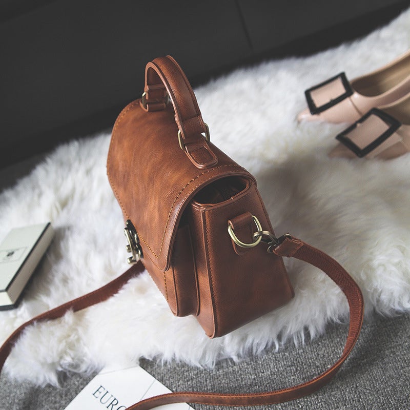 Damen Vintage Einzigartige Ledertasche mit Schnalle
