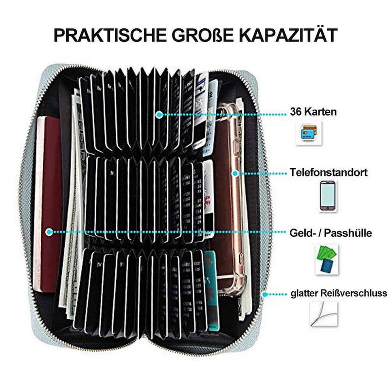 Antimagnetische 6 Zoll lange Brieftasche mit 36 Kartensteckplätze
