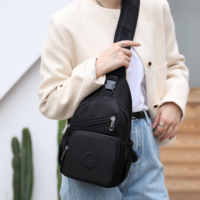 Damen-Schultertasche aus Segeltuch mit mehreren Taschen