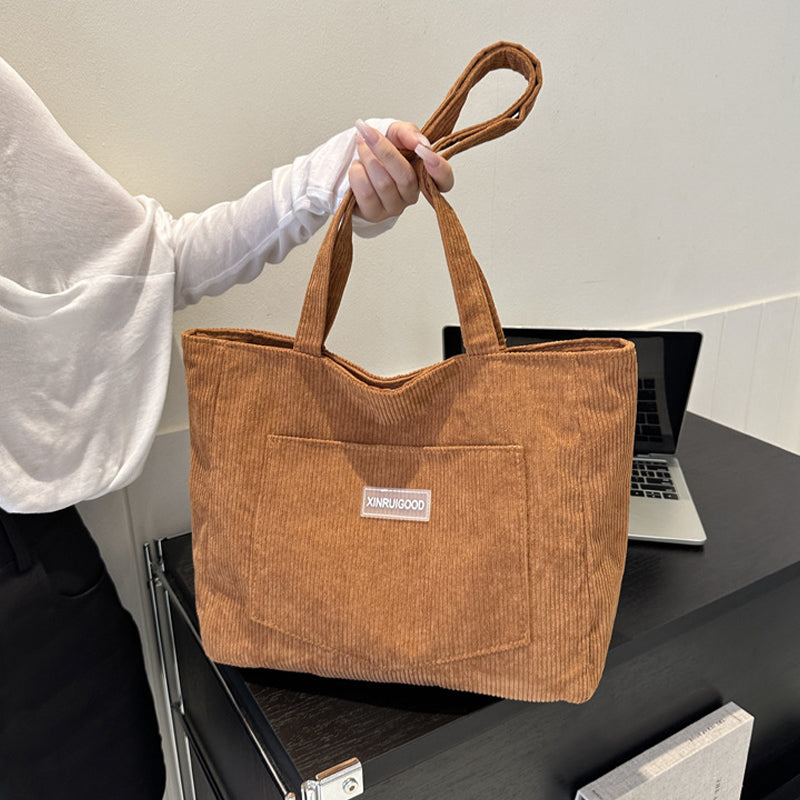 Cordsamt-Tasche mit großem Fassungsvermögen
