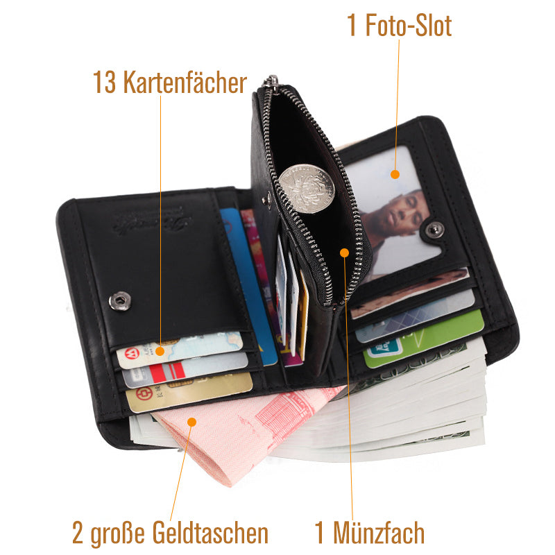 Rfid Geldbörse mit Reißverschluss für Herren