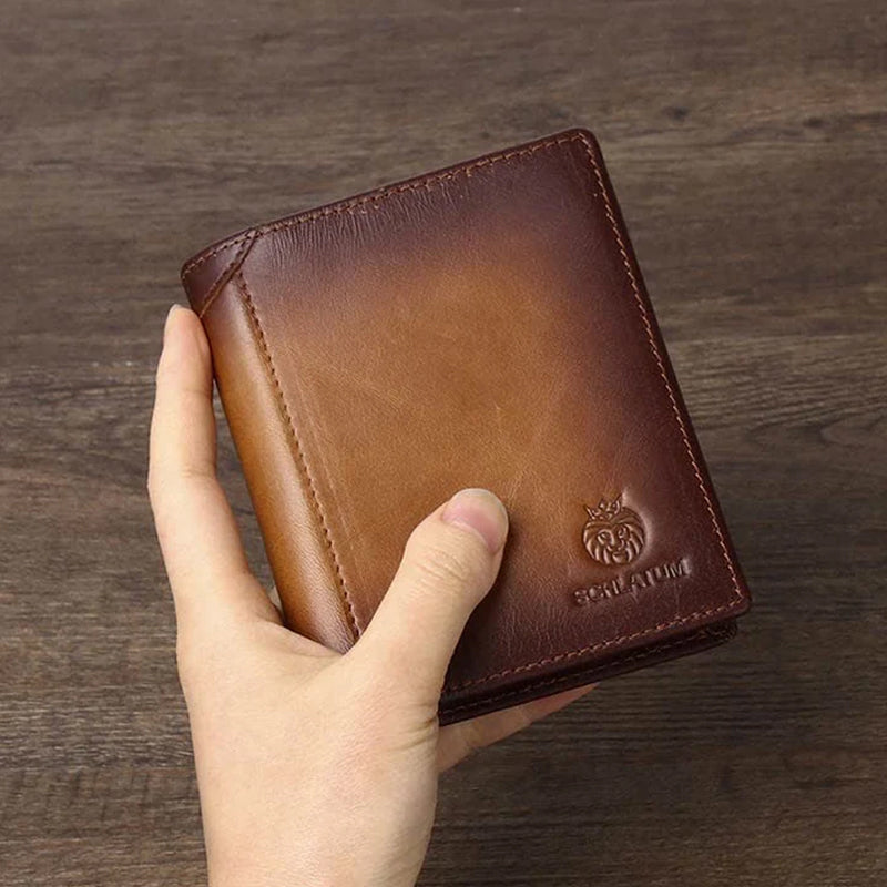 Bifold-Geldbörse aus Leder für Herren mit Anti-Diebstahl-RFID-Blockierung