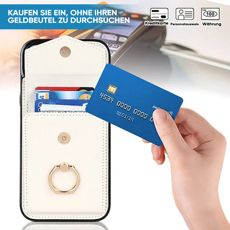 IPhone-Leder-Brieftaschenhülle mit Schlaufe und Umhängeband