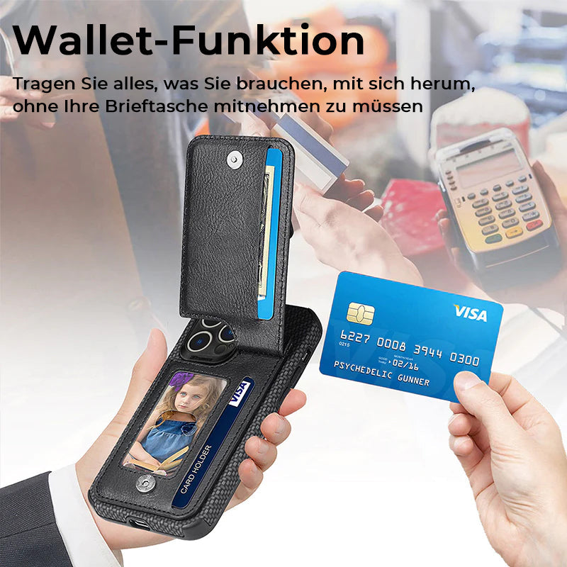 Brieftaschen-Handyhülle mit Reißverschluss und Kreditkartenhalter
