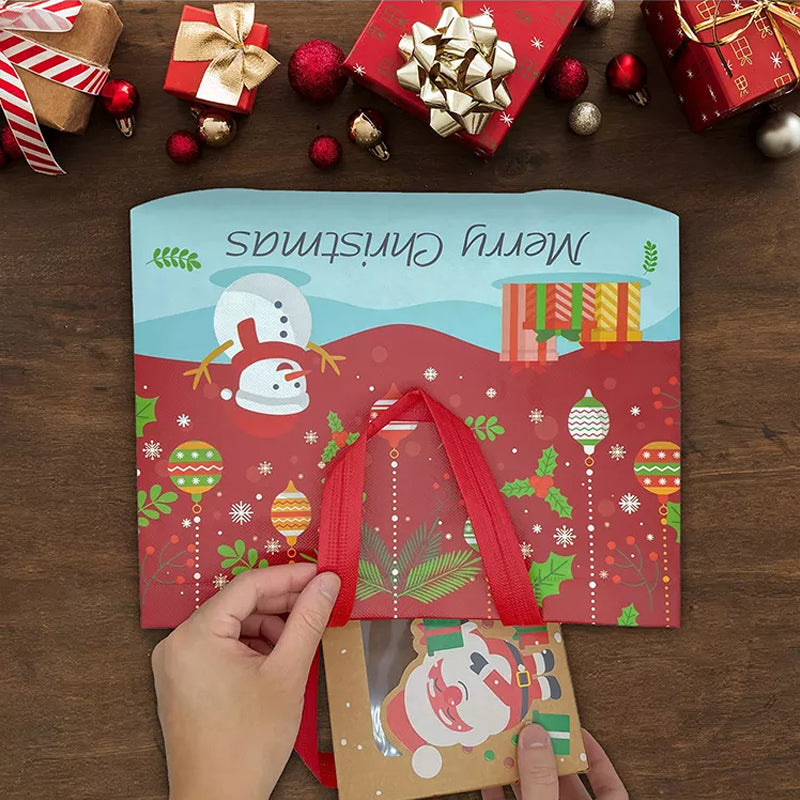 🎁Weihnachtsgeschenktüten Weihnachts Tragetaschen mit Griffen(Mehre Kaufe bekommt man ungleiche Farben)